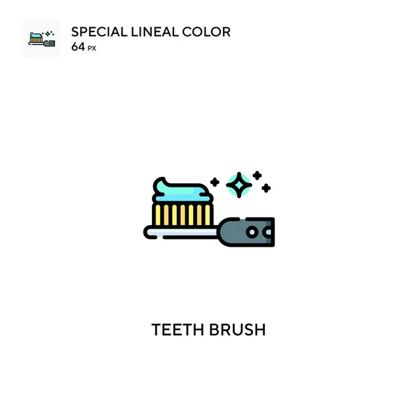 Tandenborstel Speciale Lijnkleur Vector Pictogram Tanden Borstel Pictogrammen Voor Bedrijf — Stockvector