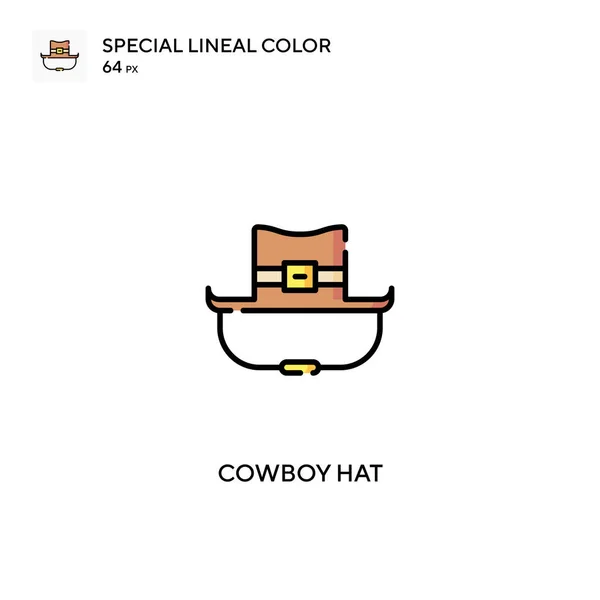 Cappello Cowboy Speciale Icona Vettoriale Colori Lineari Cowboy Cappello Icone — Vettoriale Stock