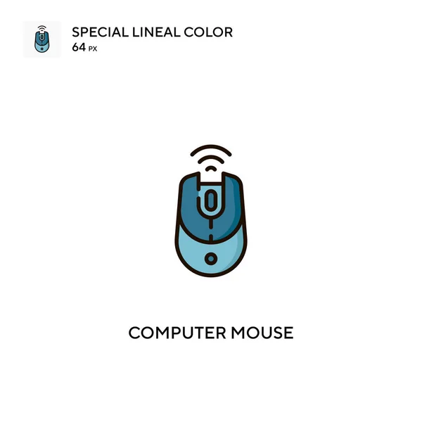 Mysz Komputerowa Specjalna Ikona Wektora Koloru Linii Ikony Myszy Komputerowej — Wektor stockowy