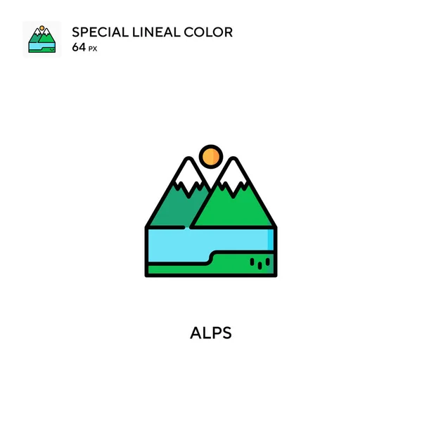 Alpen Spezielles Lineares Farbvektorsymbol Alpen Symbole Für Ihr Geschäftsprojekt — Stockvektor