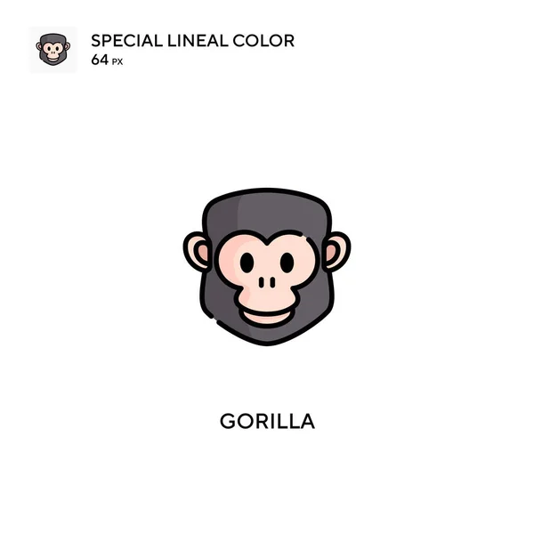 Gorilla Speciale Icona Vettoriale Colori Lineari Icone Gorilla Tuo Progetto — Vettoriale Stock