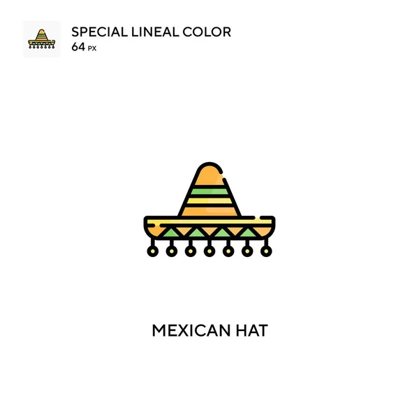 Meksykański Kapelusz Specjalna Ikona Wektora Koloru Linii Meksykańskie Ikony Kapeluszy — Wektor stockowy