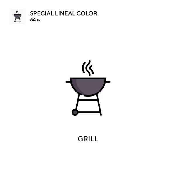 Grill Speciale Lijnkleur Vector Pictogram Grill Iconen Voor Business Project — Stockvector