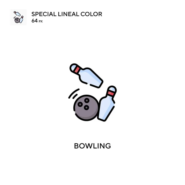 Bowling Icono Especial Vector Color Lineal Iconos Bolos Para Proyecto — Vector de stock