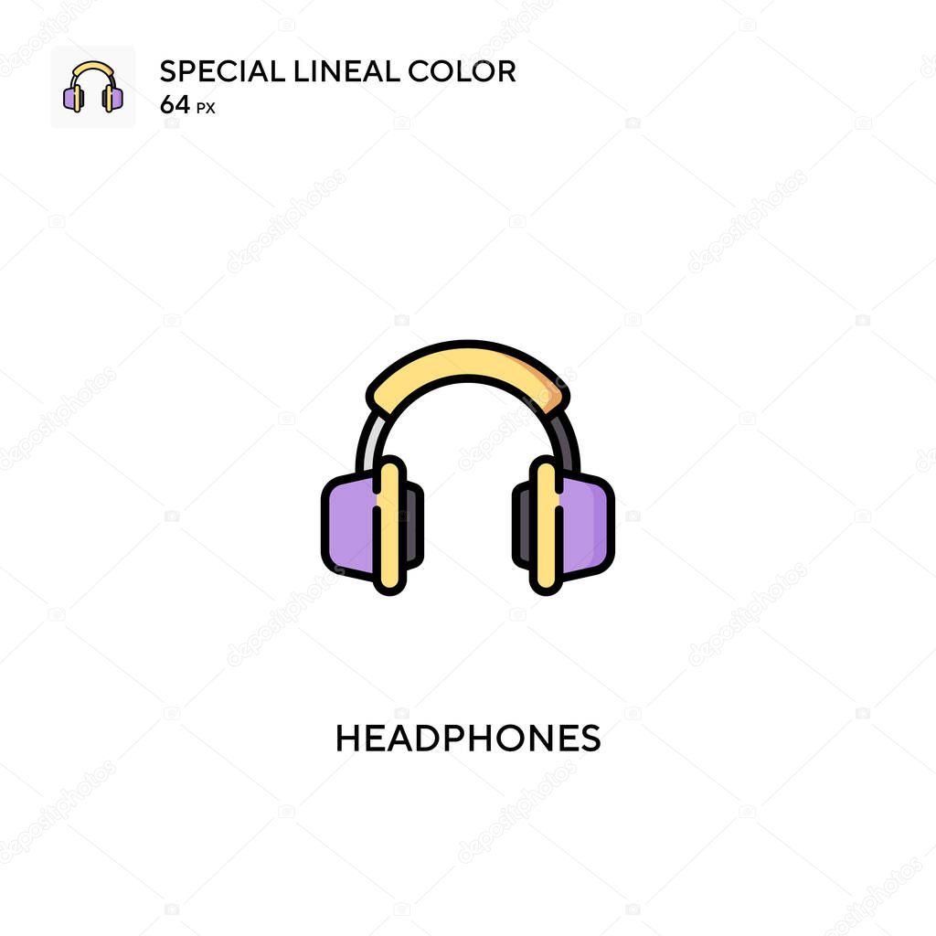 Headphones Special lineal color vector icon. Headphones icons for your business project