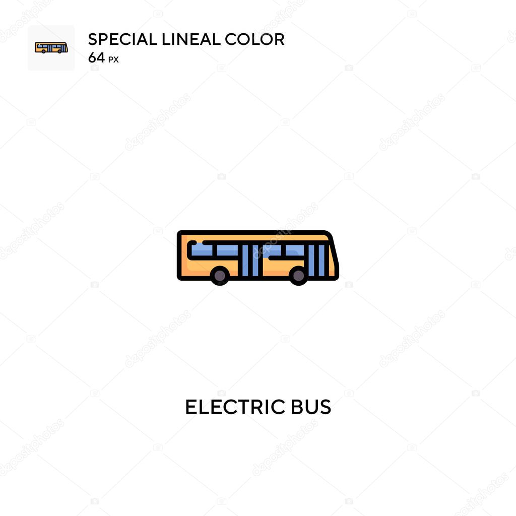 Electric bus Special lineal color vector icon. Electric bus icons for your business project
