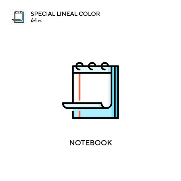 Notebook Icône Vectorielle Couleur Linéaire Spéciale Icônes Carnet Pour Votre — Image vectorielle