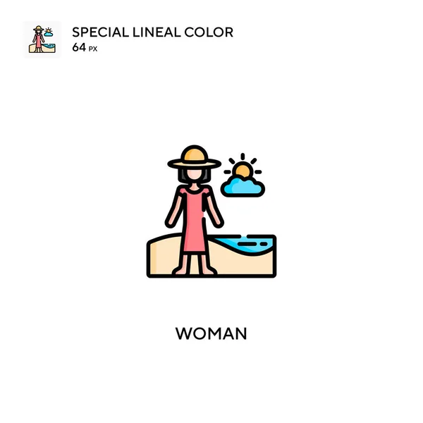 女性特殊線型カラーベクトルアイコン ビジネスプロジェクトの女性アイコン — ストックベクタ