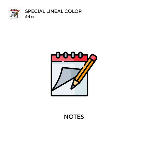 Notas Icono Especial Vector Color Lineal Iconos Notas Para Proyecto — Vector de stock