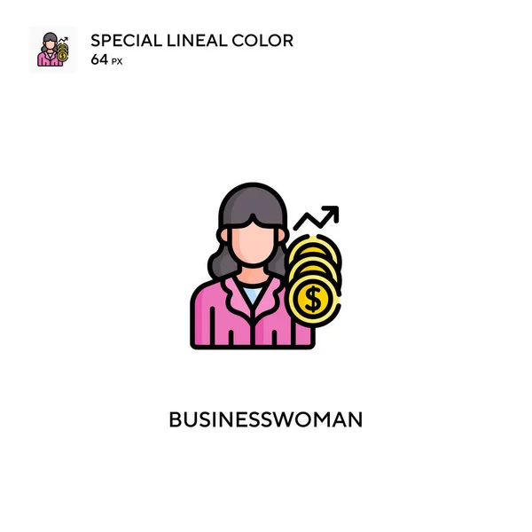 Businesswoman Special Lineal Color Vector Icon Businesswoman Icons Your Business — Stock Vector