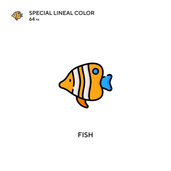 Fish Especial Icono Vector Color Lineal Iconos Pescado Para Proyecto — Vector de stock