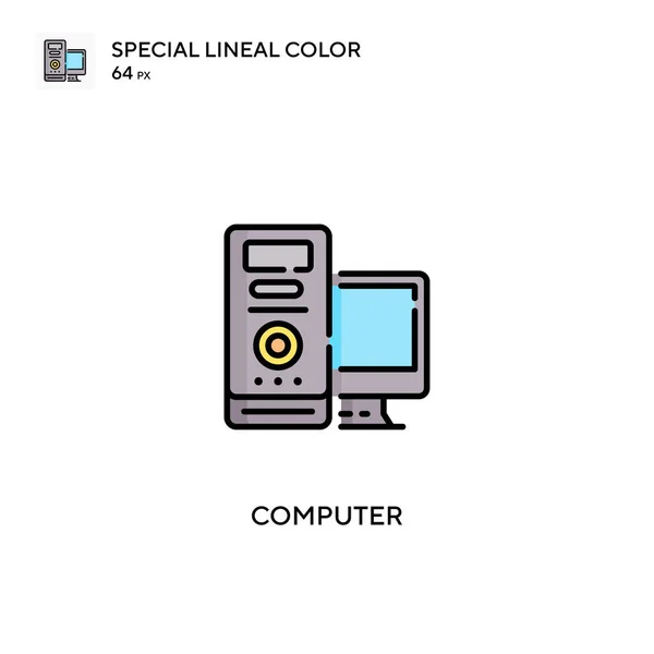 Ordenador Icono Vector Color Lineal Especial Iconos Ordenador Para Proyecto — Archivo Imágenes Vectoriales