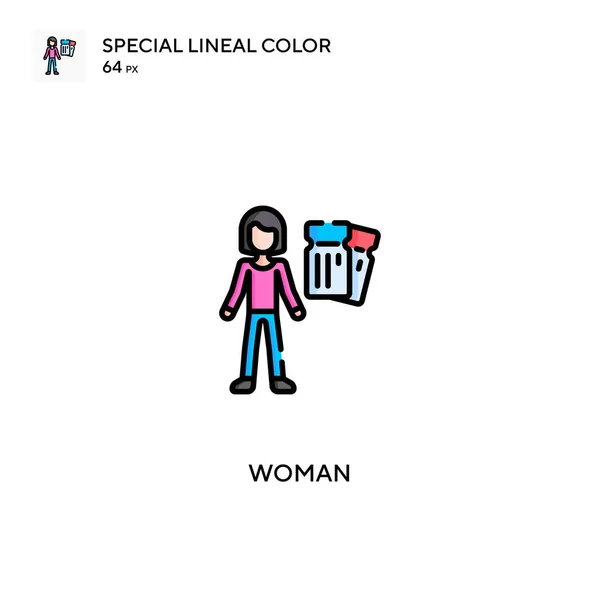 Woman Special Lineal Color Vector Icon Woman Icons Your Business — Stock Vector