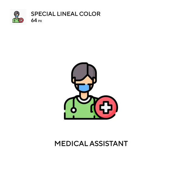 Assistente Medico Speciale Icona Vettoriale Colori Lineari Icone Assistente Medico — Vettoriale Stock