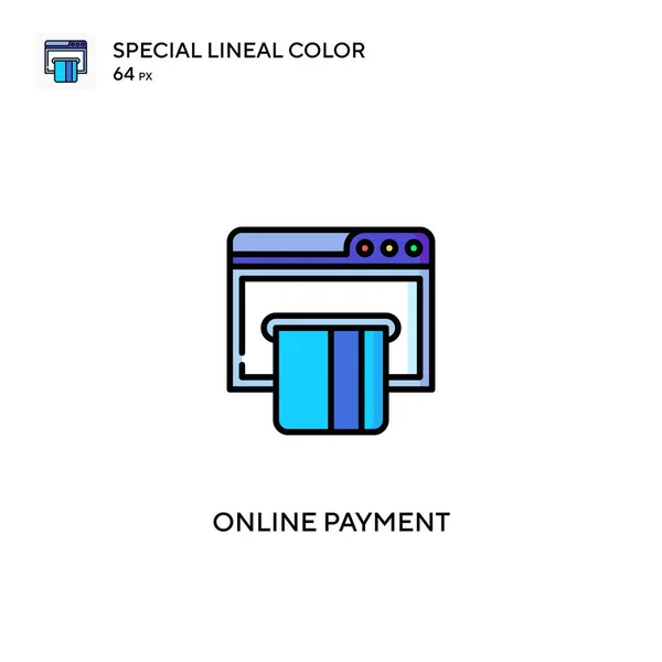 Онлайн Оплата Специальная Линейная Иконка Вектора Цвета Онлайн Иконки Платежей — стоковый вектор