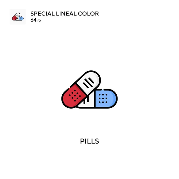 Pilules Icône Vectorielle Couleur Linéaire Spéciale Pilules Icônes Pour Votre — Image vectorielle