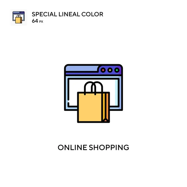 Compras Line Ícone Vetorial Cor Linear Especial Ícones Compras Online — Vetor de Stock