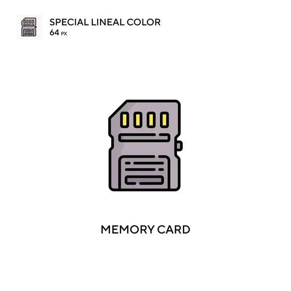 Tarjeta Memoria Icono Especial Vector Color Lineal Iconos Tarjetas Memoria — Vector de stock