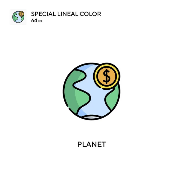 Planet Special Lineáris Szín Vektor Ikon Planet Ikonok Üzleti Projektjéhez — Stock Vector