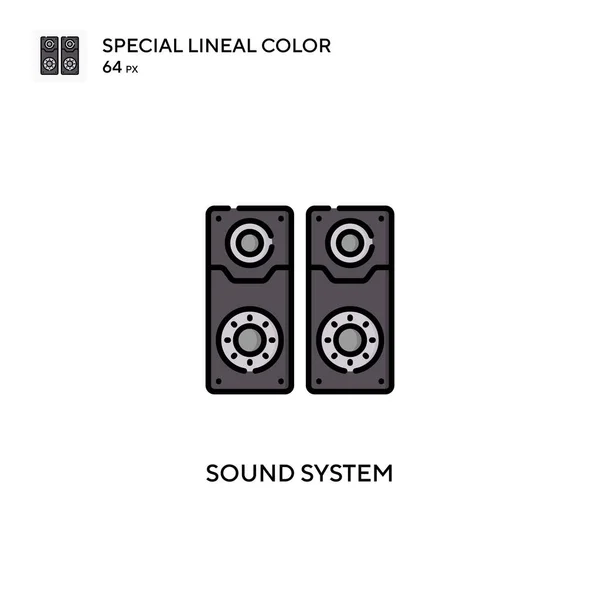 System Dźwiękowy Specjalna Ikona Wektora Kolorów Liniowych Ikony Systemu Dźwiękowego — Wektor stockowy
