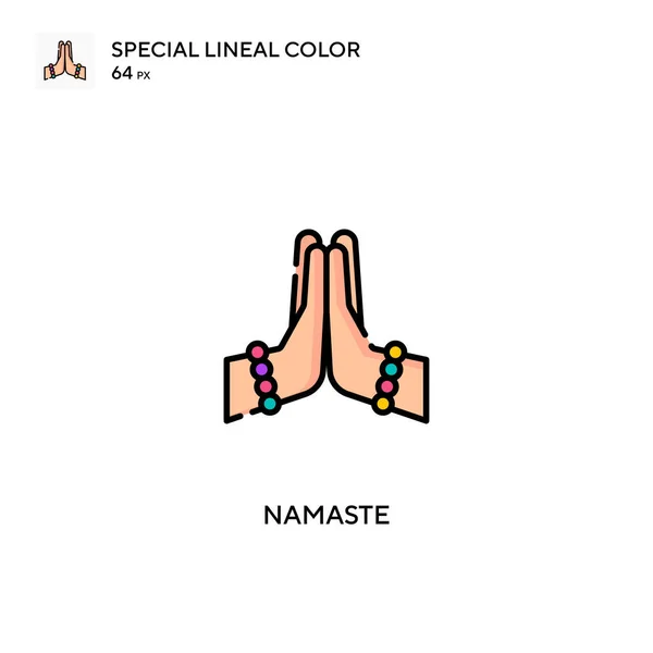 Namaste Különleges Lineáris Szín Vektor Ikon Namaste Ikonok Üzleti Projektjéhez — Stock Vector