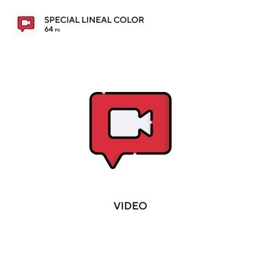Video Özel Doğrusal Renk Vektörü simgesi. İş projeniz için video simgeleri