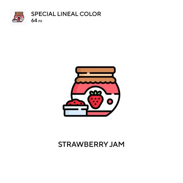 Strawberry Jam Special Lineal Color Vector Icon Strawberry Jam Icons — Stock Vector