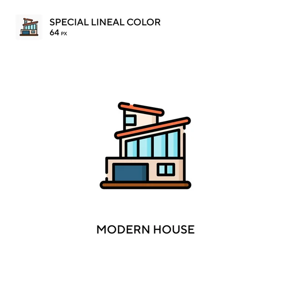 現代の家特別な線形カラーベクトルアイコン ビジネスプロジェクトのためのモダンな家のアイコン — ストックベクタ