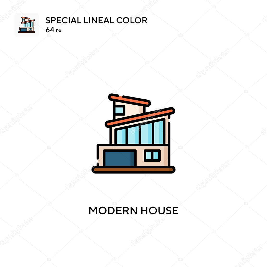 Modern house Special lineal color vector icon. Modern house icons for your business project