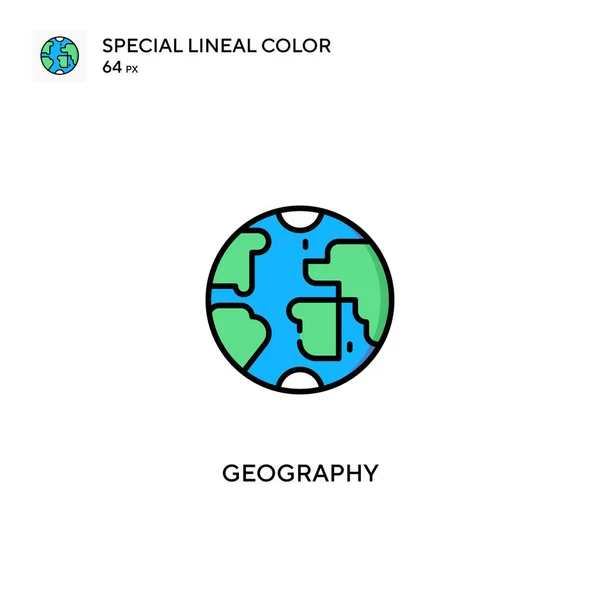 Géographie Icône Vectorielle Couleur Linéaire Spéciale Icônes Géographiques Pour Votre — Image vectorielle