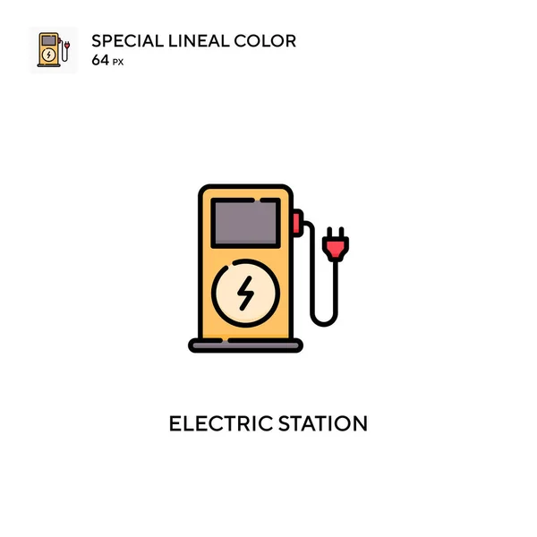 Estación Eléctrica Icono Especial Vector Color Lineal Iconos Estaciones Eléctricas — Archivo Imágenes Vectoriales