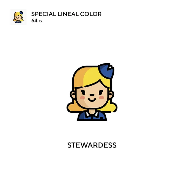 Stewardess Special Lineal Color Vector Icon Stewardess Icons Your Business — Stock Vector
