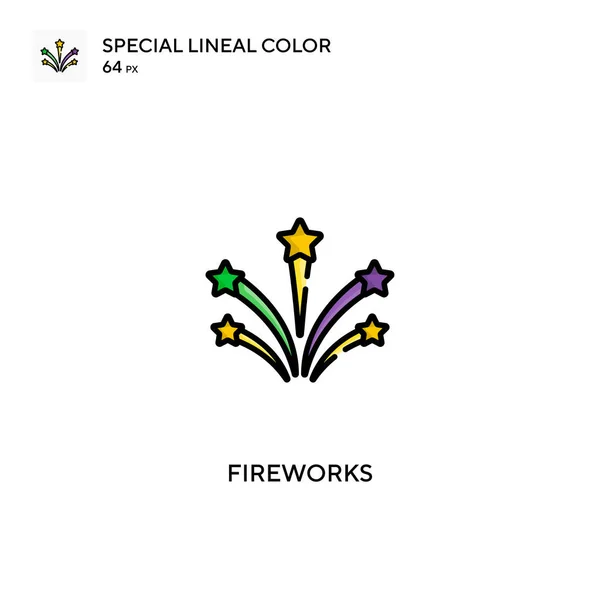 Fuegos Artificiales Icono Especial Vector Color Lineal Iconos Fuegos Artificiales — Archivo Imágenes Vectoriales