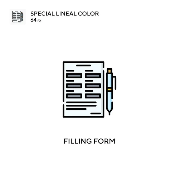 Formulario Llenado Icono Especial Vector Color Lineal Rellenar Iconos Formulario — Vector de stock