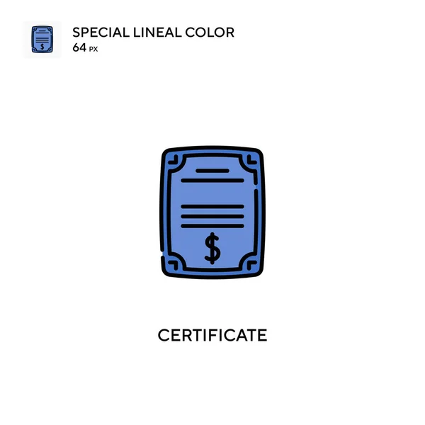 Certificat Icône Vectorielle Couleur Linéaire Spéciale Icônes Certificat Pour Votre — Image vectorielle