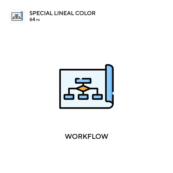 Workflow Speciális Lineáris Színvektor Ikon Munkafolyamat Ikonok Üzleti Projektjéhez — Stock Vector