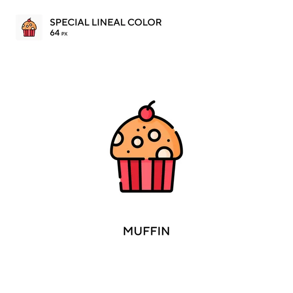 Muffin Speciális Lineáris Színvektor Ikon Muffin Ikonok Üzleti Projektjéhez — Stock Vector