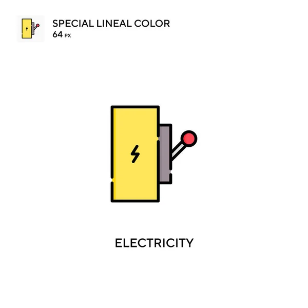 Électricité Icône Vectorielle Couleur Linéaire Spéciale Icônes Électricité Pour Votre — Image vectorielle