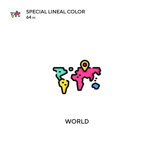 世界特殊線型カラーベクトルアイコン ビジネスプロジェクトのワールドアイコン — ストックベクタ