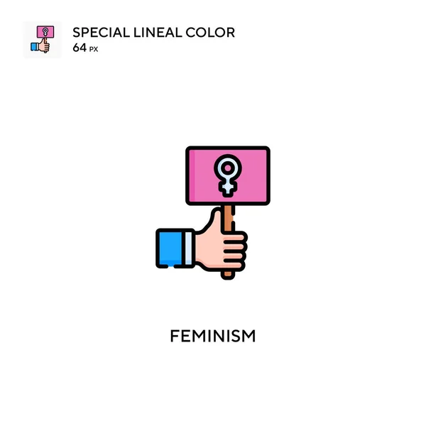 Feminizm Specjalna Ikona Wektora Koloru Liniowego Ikony Feminizmu Dla Twojego — Wektor stockowy