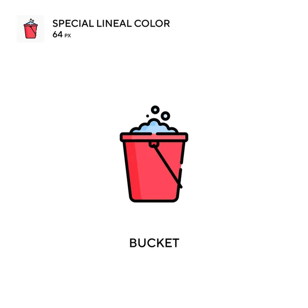 Bucket Icono Especial Vector Color Lineal Iconos Cubo Para Proyecto — Vector de stock