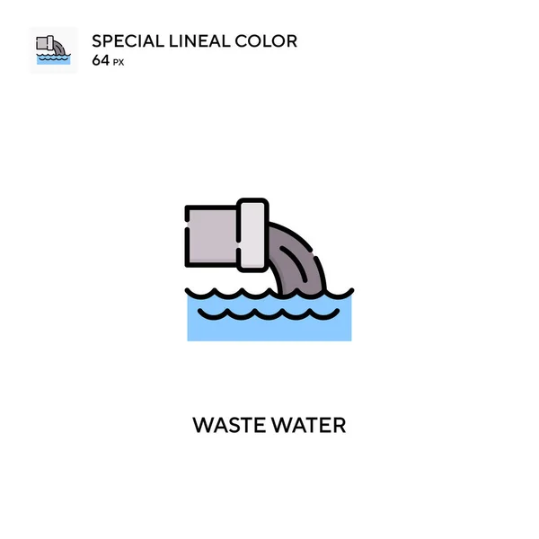 Waste Water Ειδικό Εικονίδιο Διάνυσμα Χρώματος Γραμμής Εικονίδια Υγρών Αποβλήτων — Διανυσματικό Αρχείο