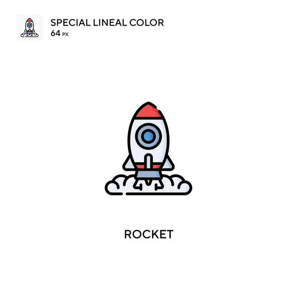 Rocket Speciale Icona Vettoriale Colori Lineari Icone Rocket Tuo Progetto — Vettoriale Stock