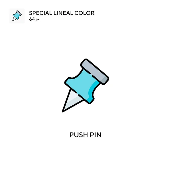 Pin Empuje Icono Vector Color Lineal Especial Push Pin Iconos — Vector de stock