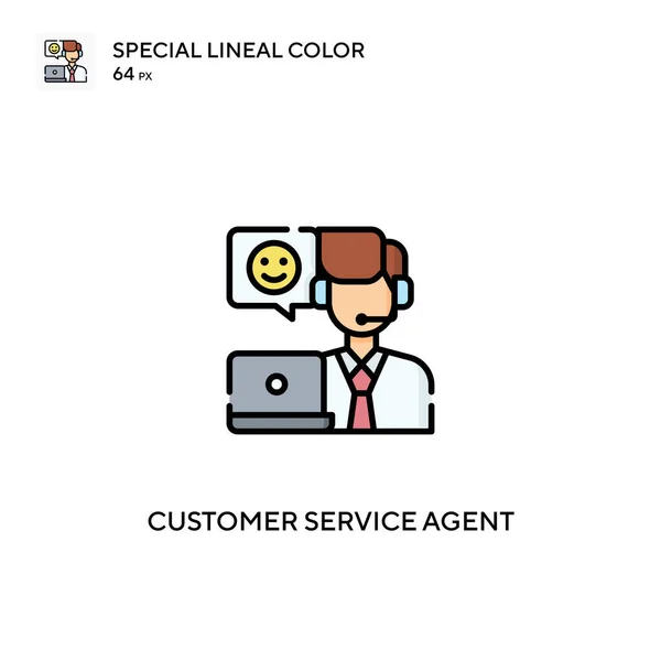 Агент Обслуживанию Клиентов Специальная Линейная Иконка Вектора Цвета Значки Агента — стоковый вектор