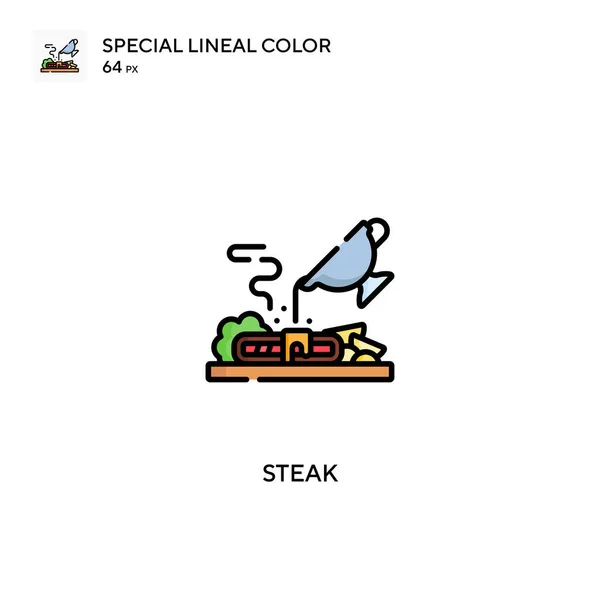 Steak Special Lineal Color Vector Icoon Steak Iconen Voor Business — Stockvector