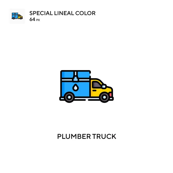 Wózek Hydrauliczny Specjalna Ikona Wektora Koloru Linii Ikony Ciężarówek Hydraulika — Wektor stockowy