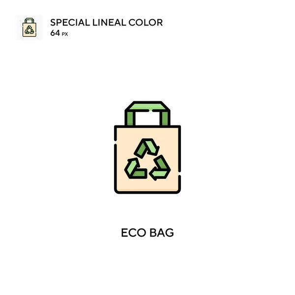 Eco Tas Speciale Lineal Kleur Vector Icoon Eco Tas Pictogrammen — Stockvector