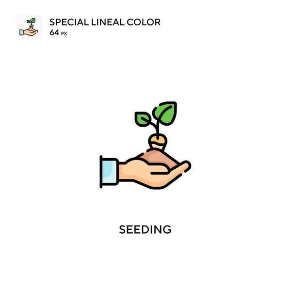 Seeding Ειδικό Εικονίδιο Διάνυσμα Χρώματος Lineal Τοποθέτηση Εικονιδίων Για Την — Διανυσματικό Αρχείο