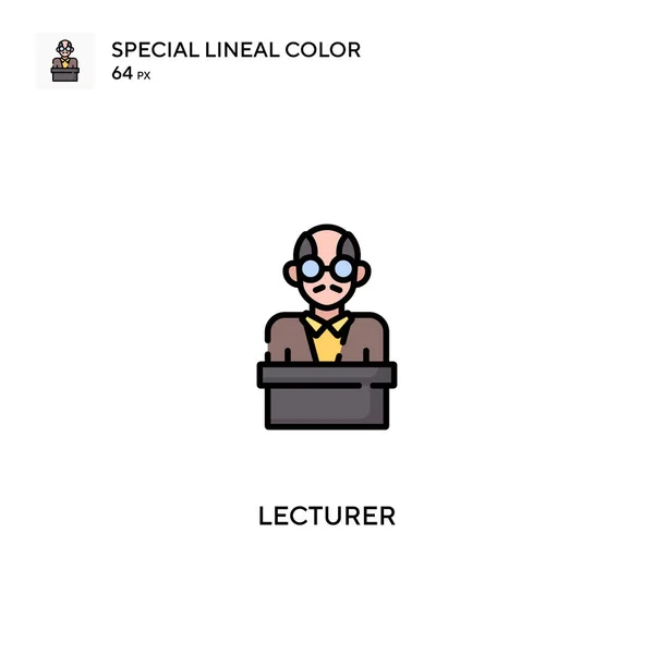 Profesor Especial Icono Vector Color Lineal Iconos Del Conferenciante Para — Archivo Imágenes Vectoriales